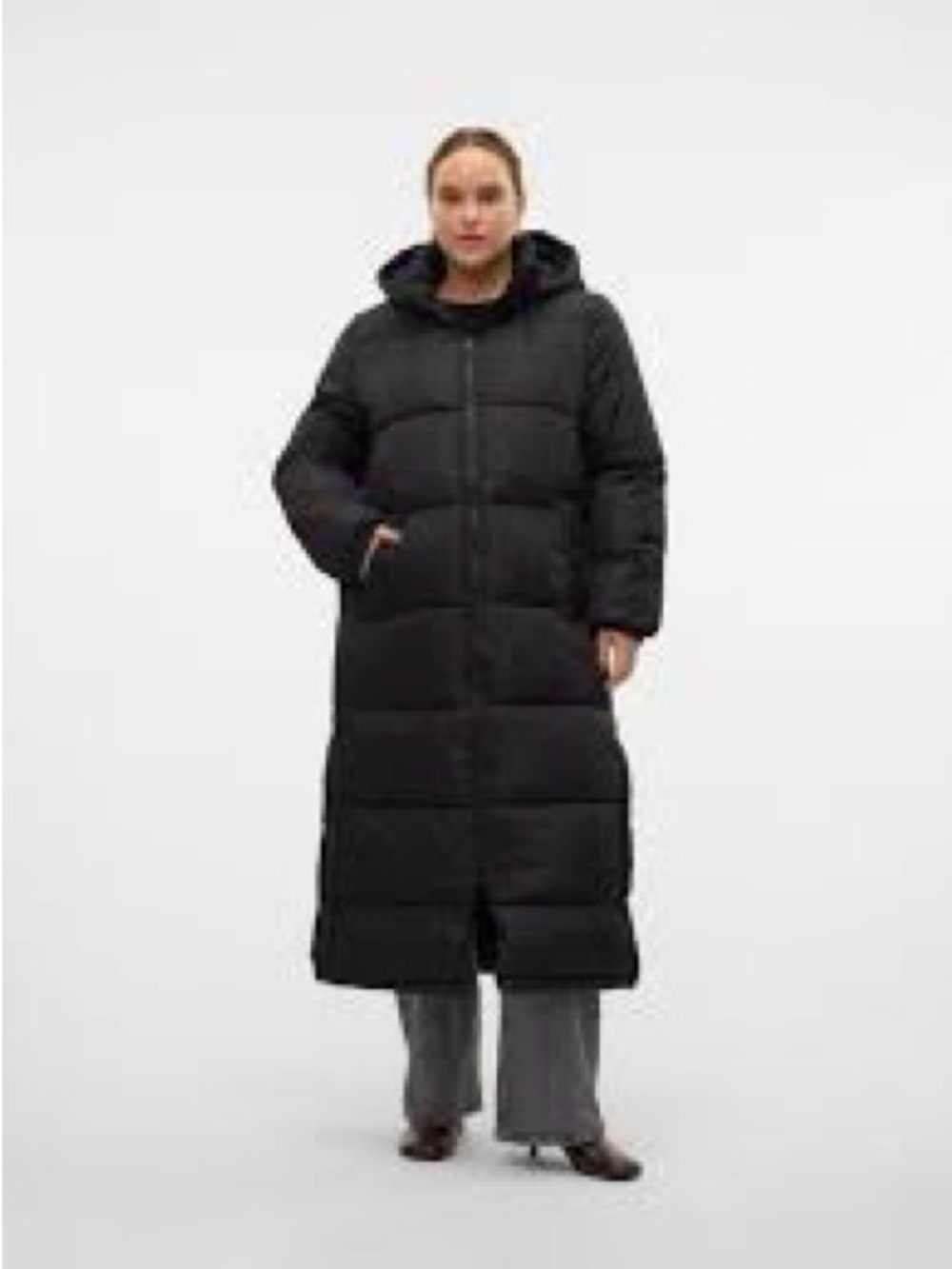 Vero Moda Black Long Hooded Puffer Coat